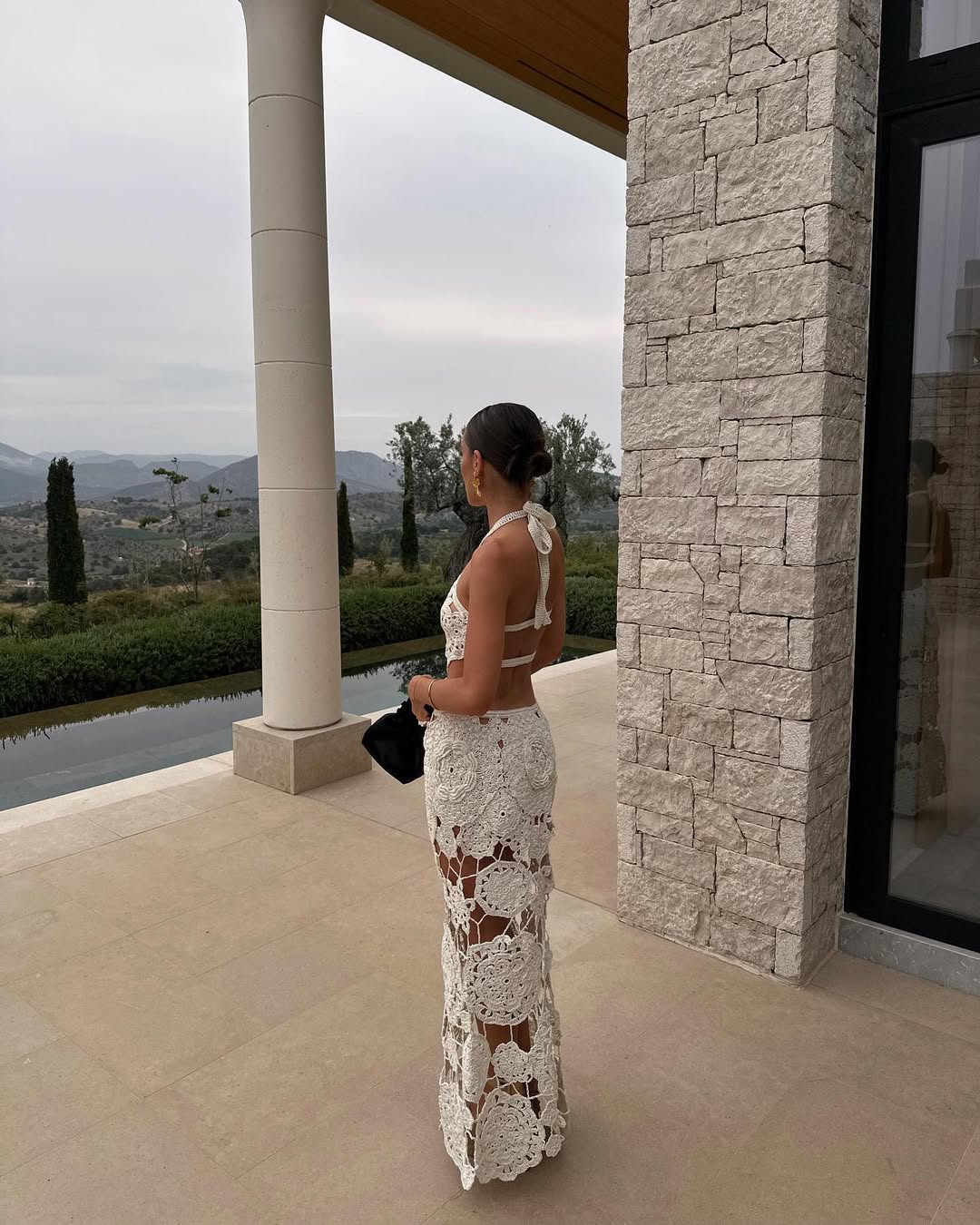 Natasha Sheer Crochet Maxi Dress