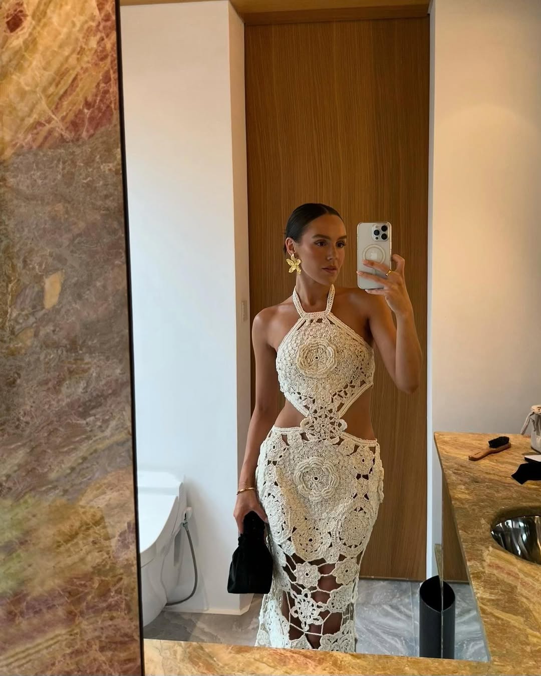 Natasha Sheer Crochet Maxi Dress