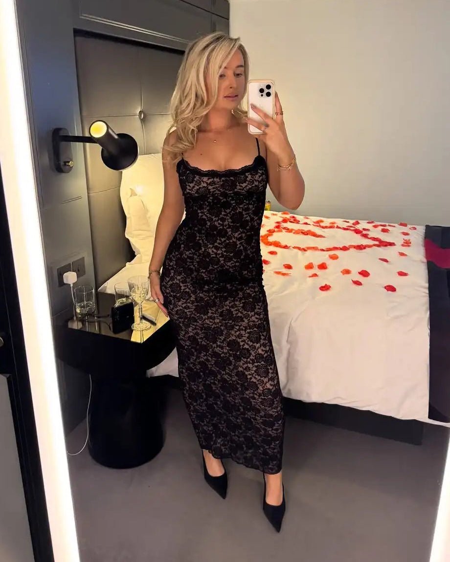Nina μάξι δαντελένιο φόρεμα με ακάλυπτους ώμους