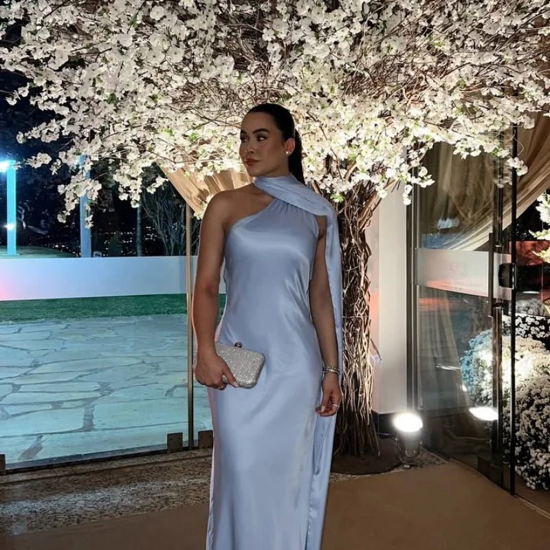 Σατέν φόρεμα halter με ανοιχτή πλάτη Noor