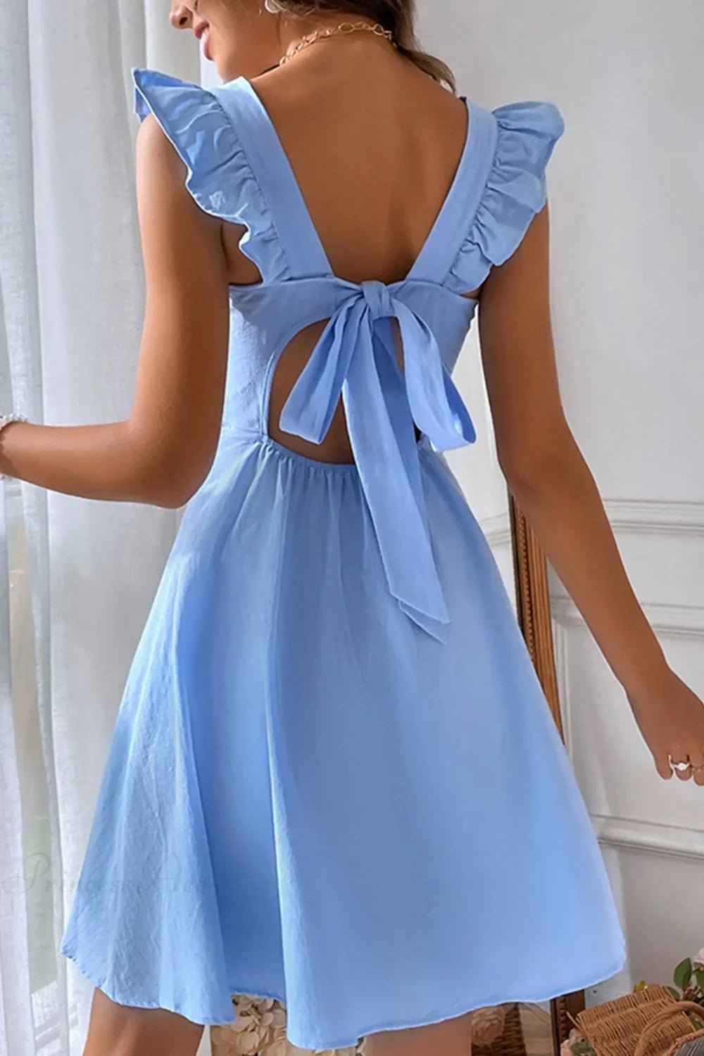Nora Sleeveless Mini Dress with Ruffle Tie-back