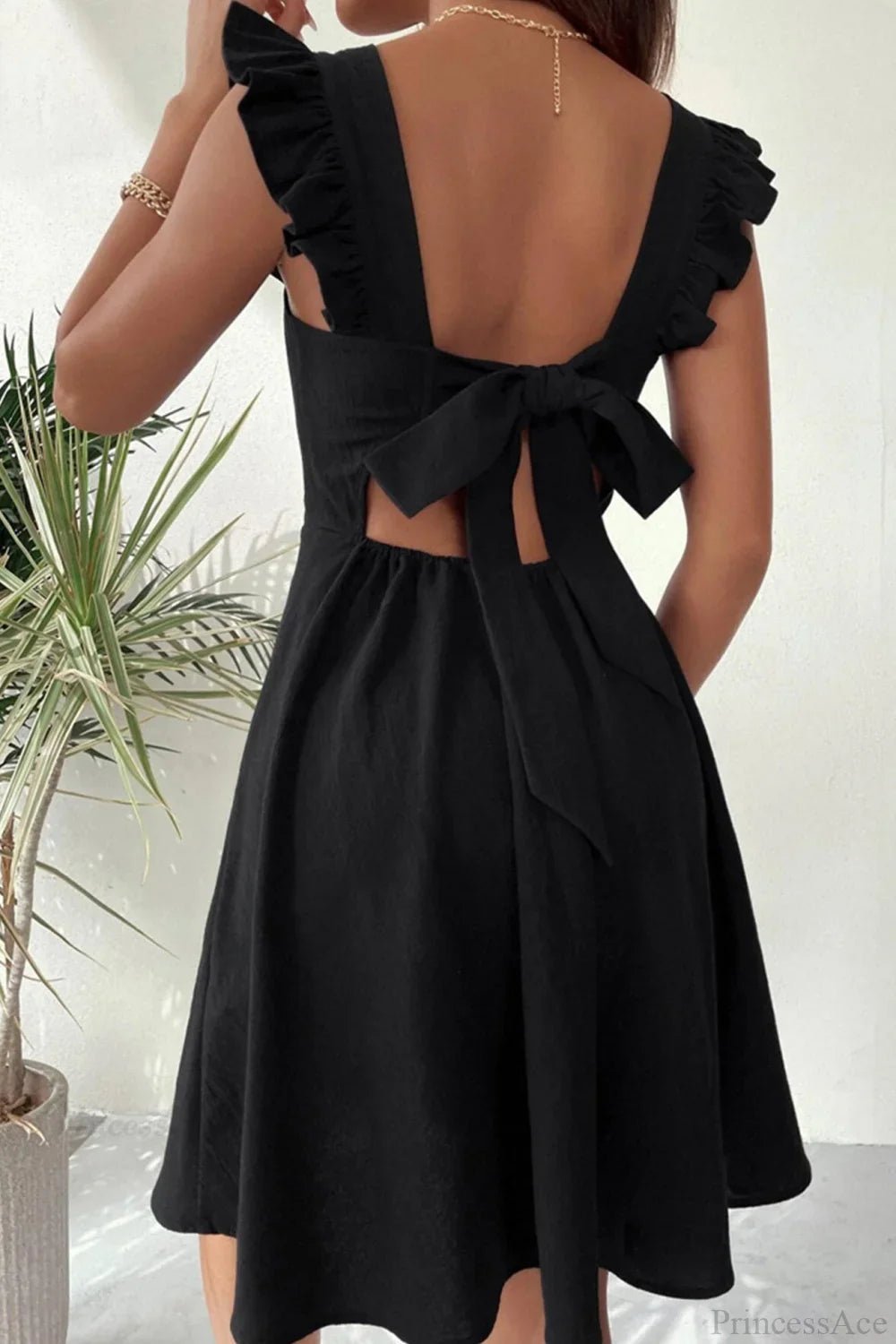 Nora Sleeveless Mini Dress with Ruffle Tie-back