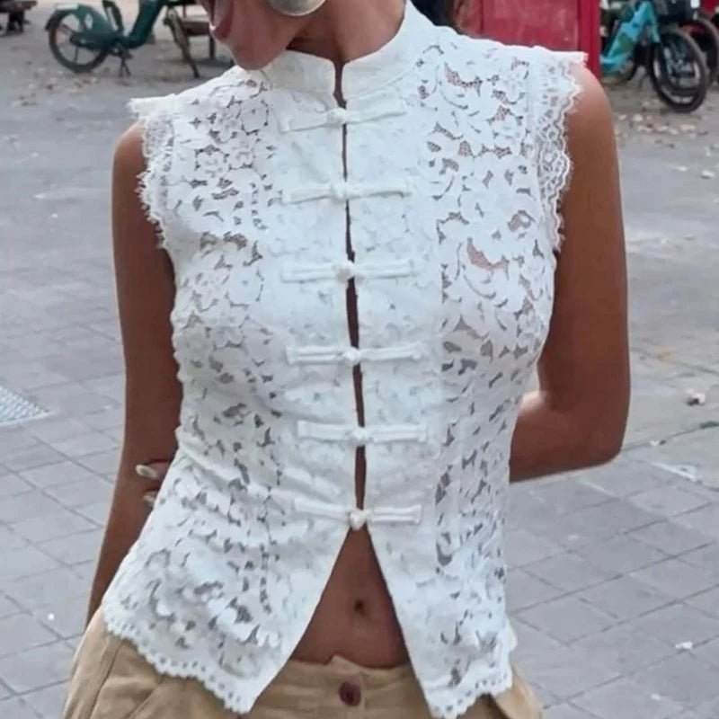 Αμάνικη Δαντελένια Μπλούζα Odessa