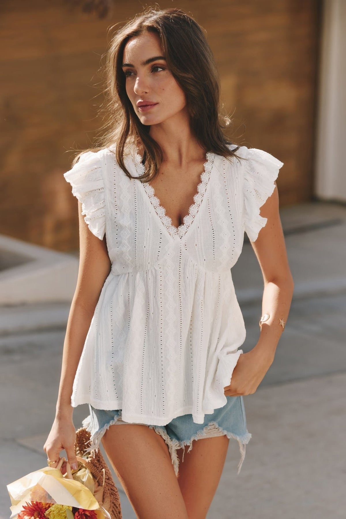 Beatrice Ruffled V-Neck Blouse