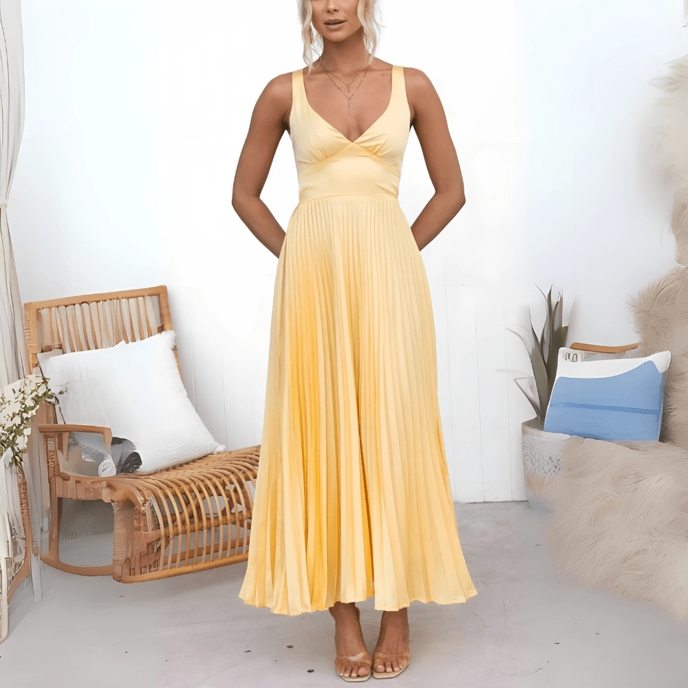 Olivia Flowing Pleated Summer Maxi Dress