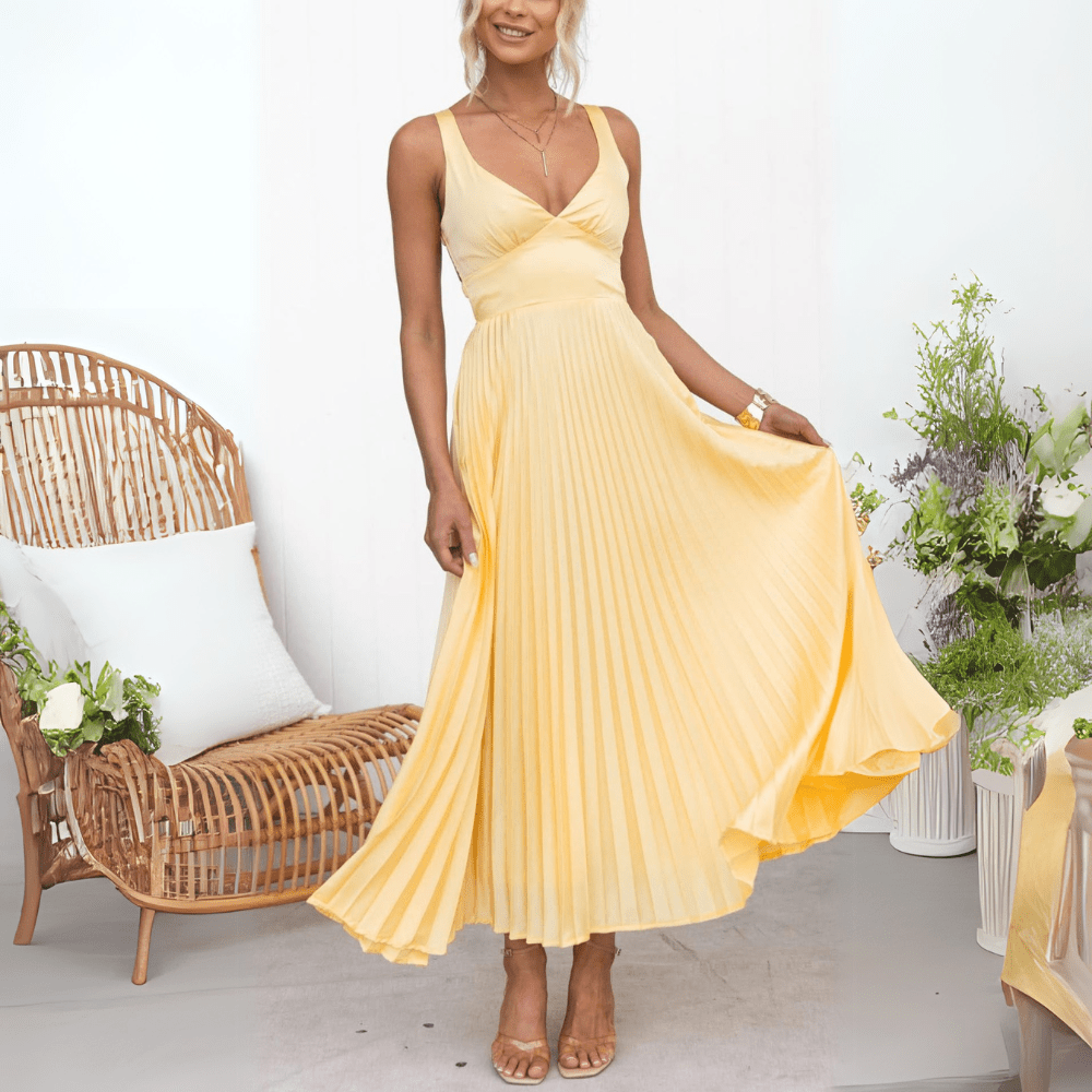 Olivia Flowing Pleated Summer Maxi Dress