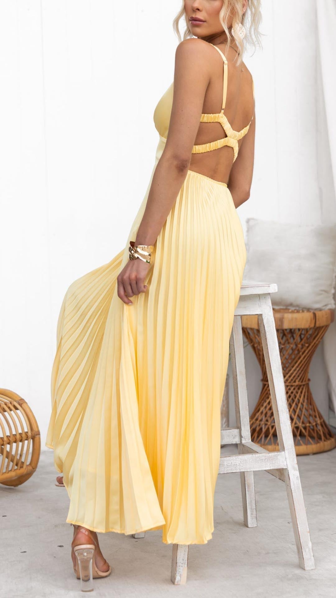 Olivia Flowing Pleated Summer Maxi Dress