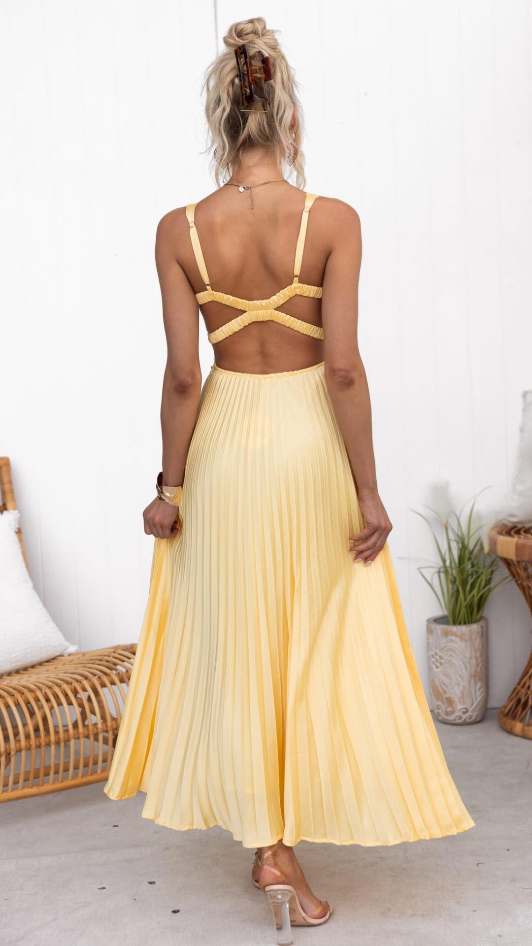 Olivia Flowing Pleated Summer Maxi Dress
