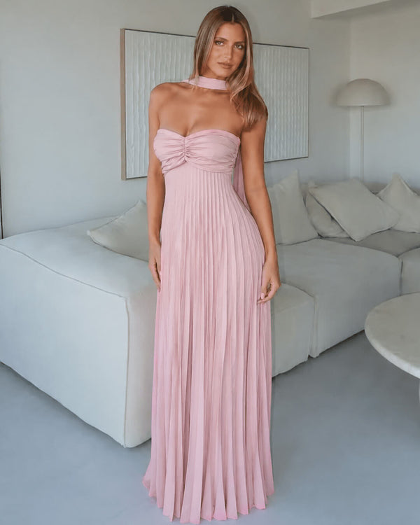 Μάξι φόρεμα Olivia από mesh με φουλάρι