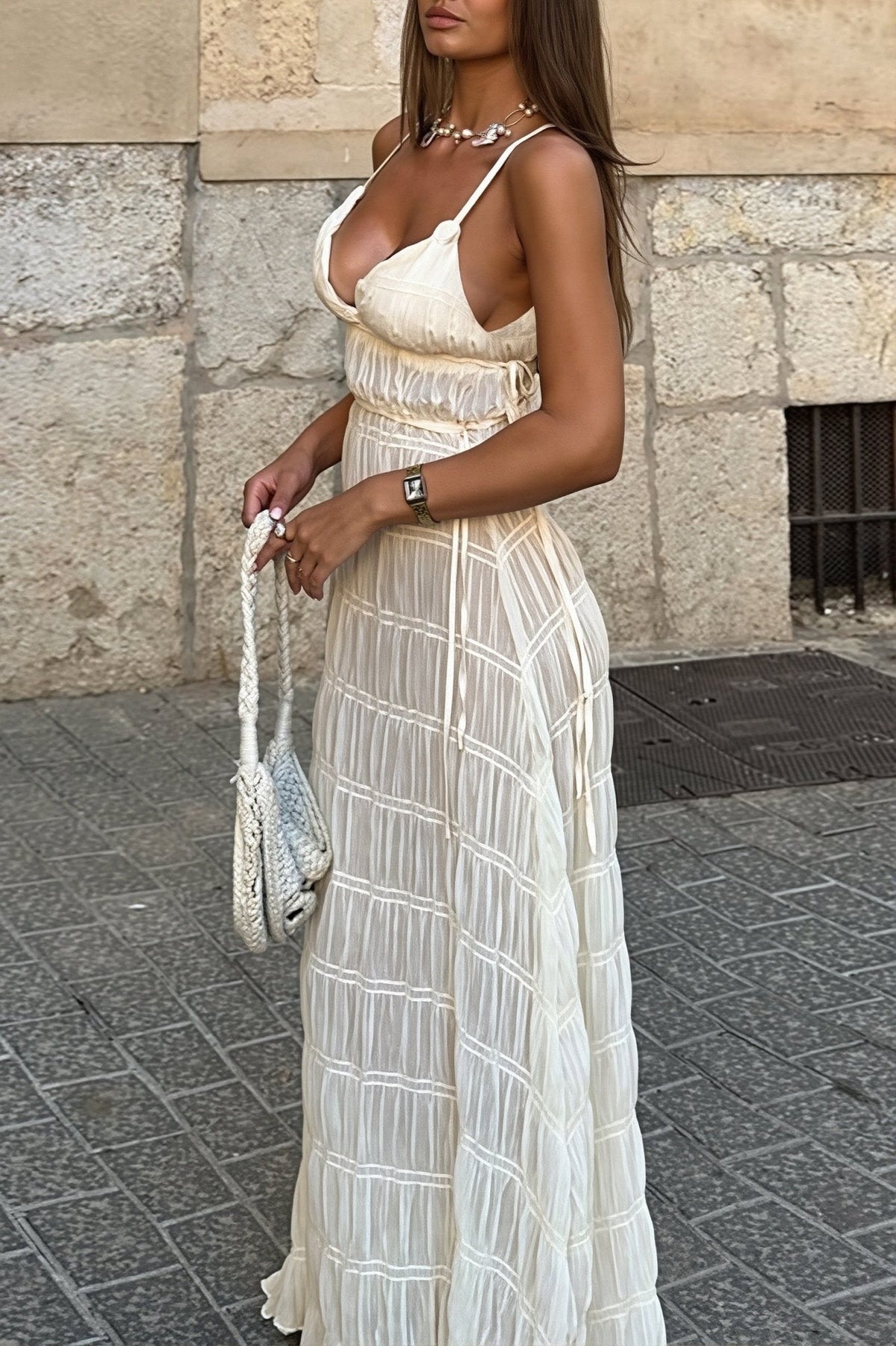 Πλεκτό ριμπ μάξι φόρεμα Olivia