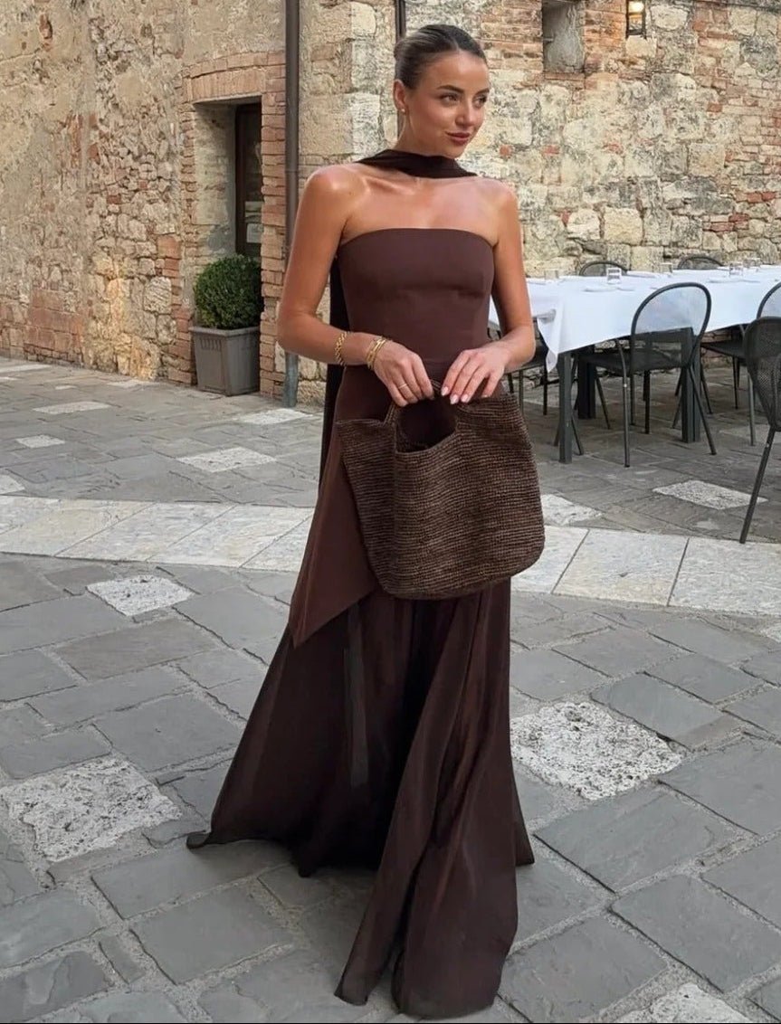 Ophelia Asymmetric Sheer Maxi Dress