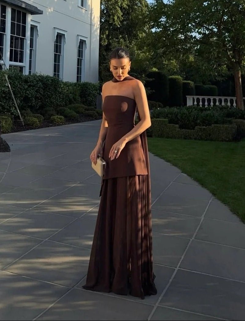 Ophelia Asymmetric Sheer Maxi Dress