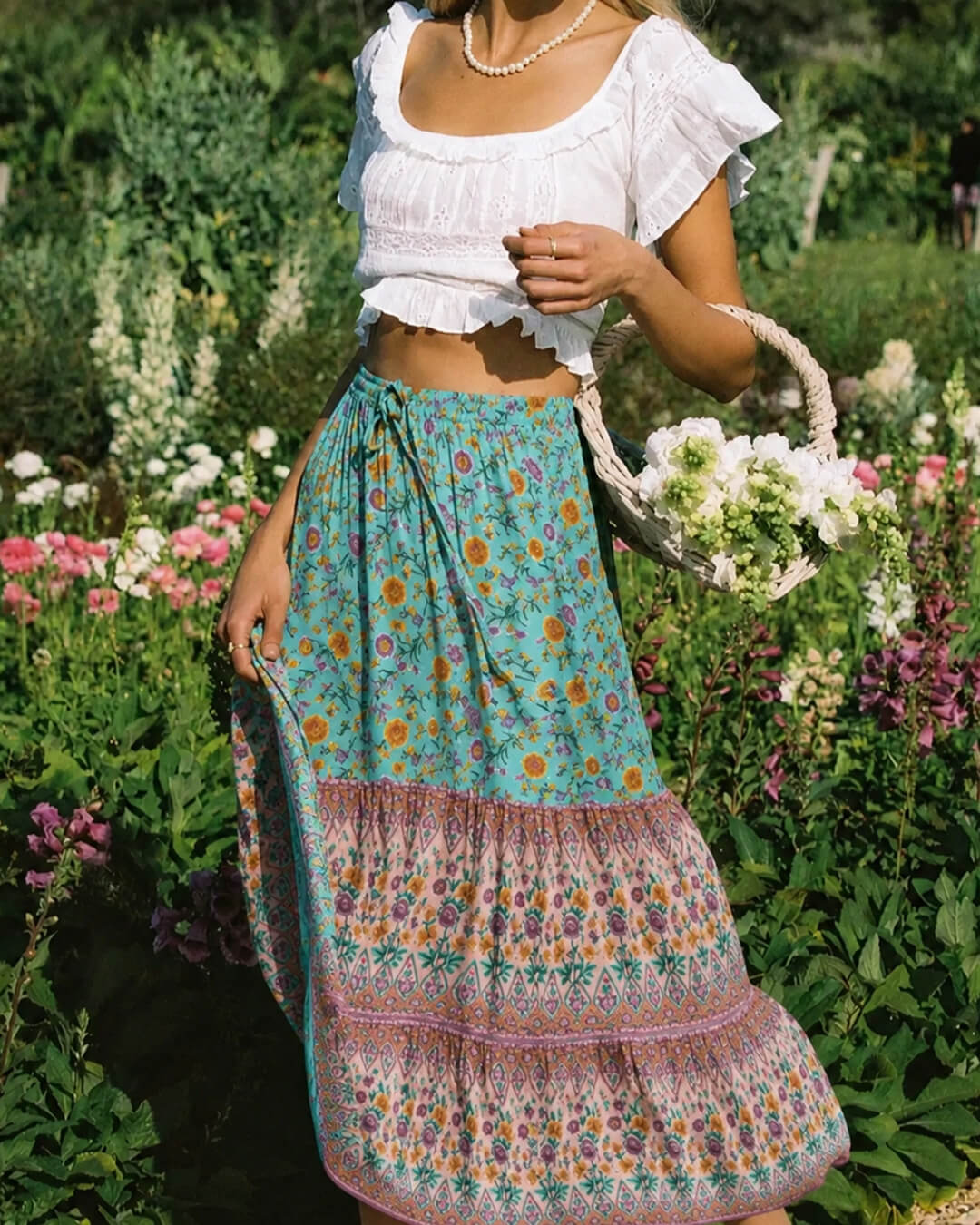 Bianca Floral Print Boho Beach Skirt