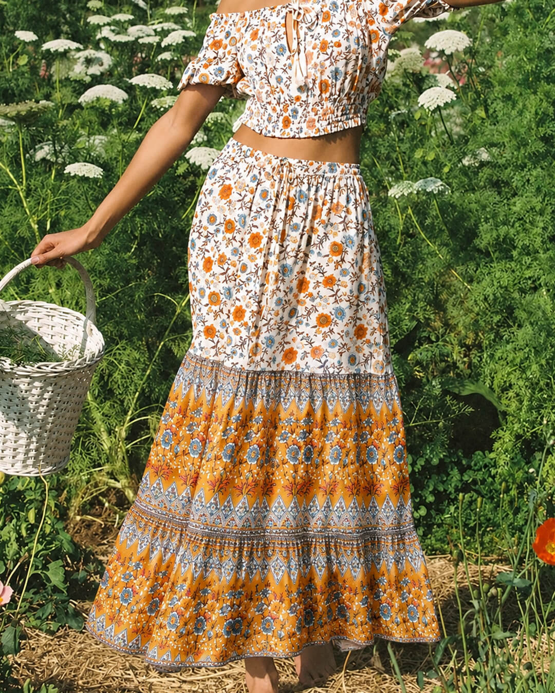Bianca Floral Print Boho Beach Skirt