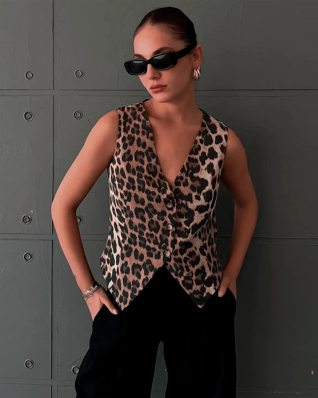 Bianca Leopard Print Vest