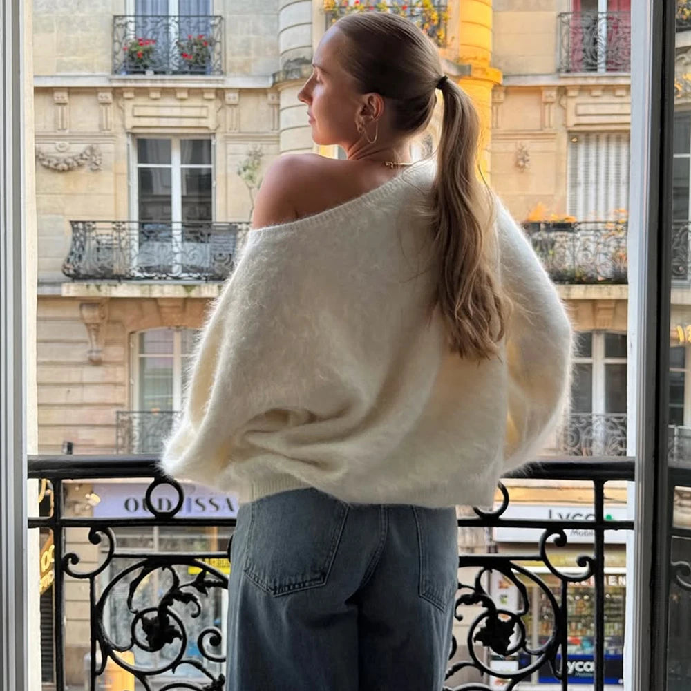 Oversized βελούδινο πουλόβερ
