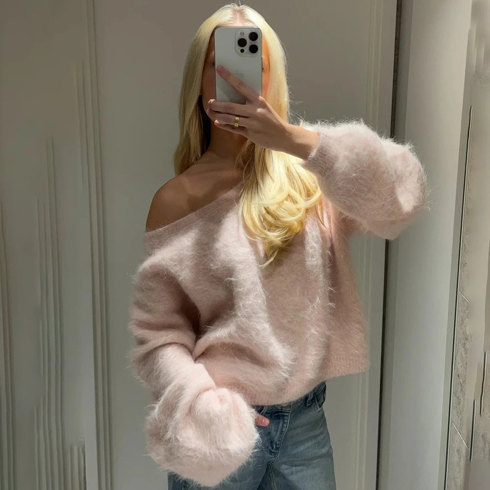 Oversized βελούδινο πουλόβερ