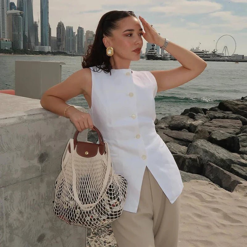 Priya Button-Up Vest Top