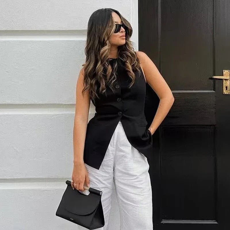 Priya Button-Up Vest Top