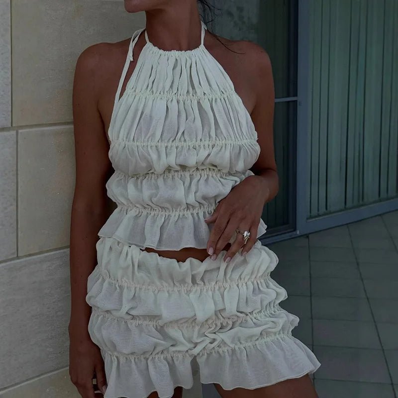 Priya Tie-Up Tank & Pleated Skirt Set