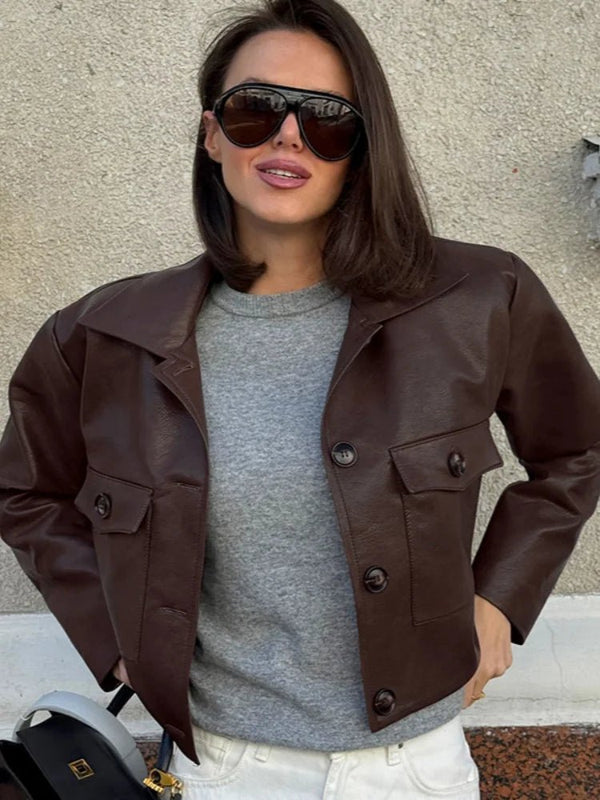 Κοντό μπουφάν από συνθετικό δέρμα Rachelle