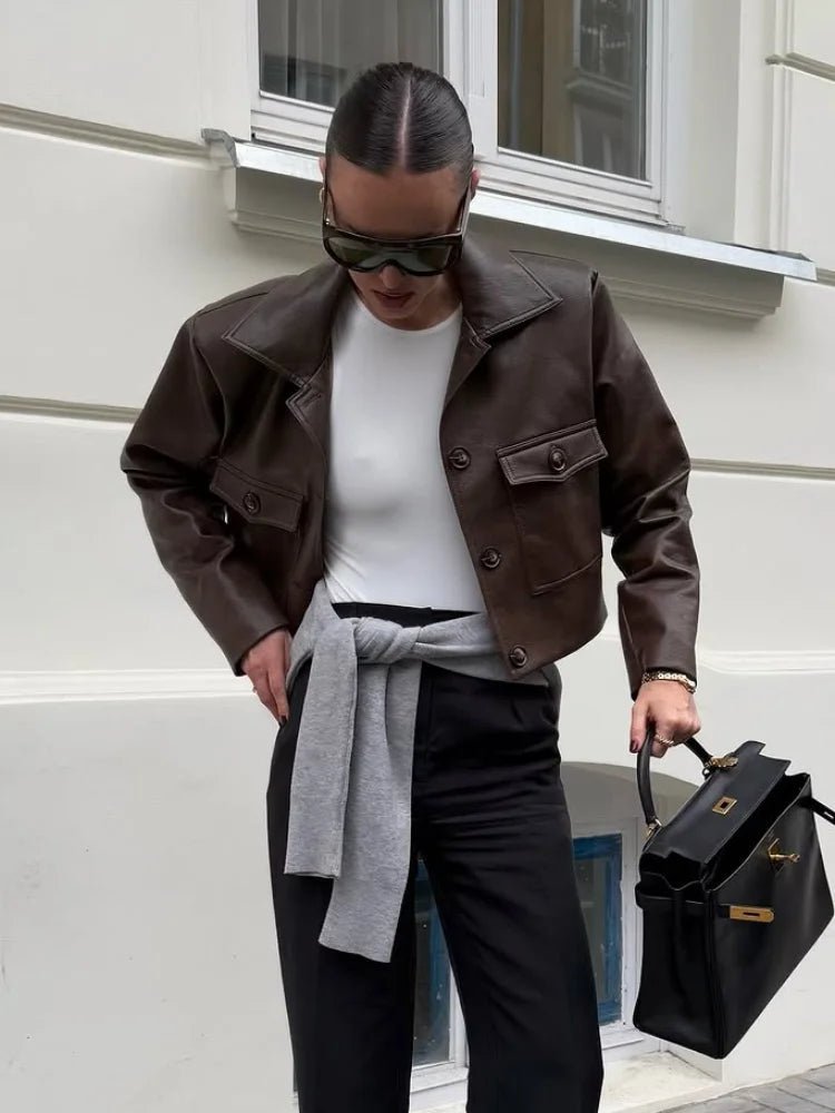 Κοντό μπουφάν από συνθετικό δέρμα Rachelle