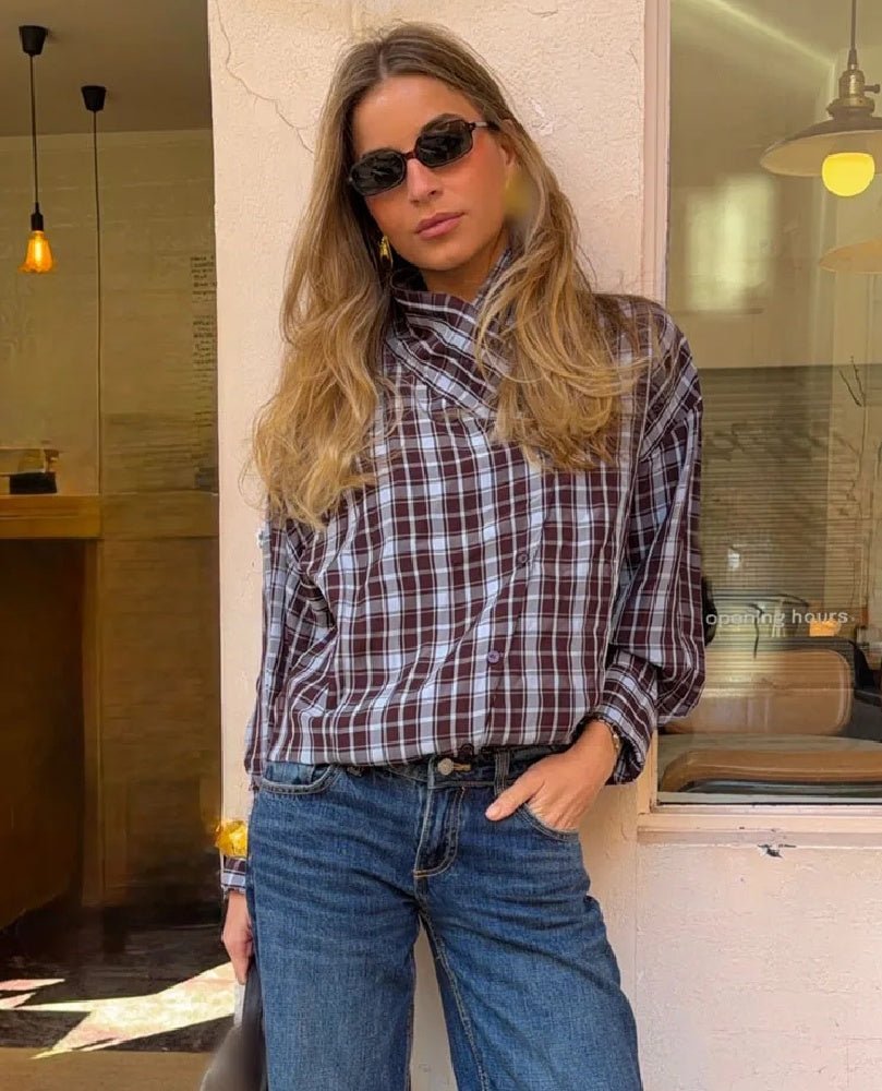 Καρό κρουαζέ πουκάμισο Rebecca από ποπλίνα