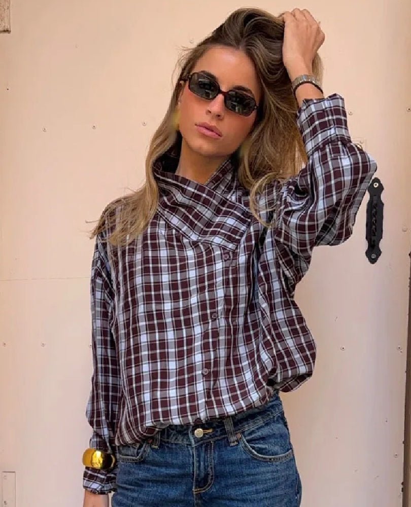 Καρό κρουαζέ πουκάμισο Rebecca από ποπλίνα
