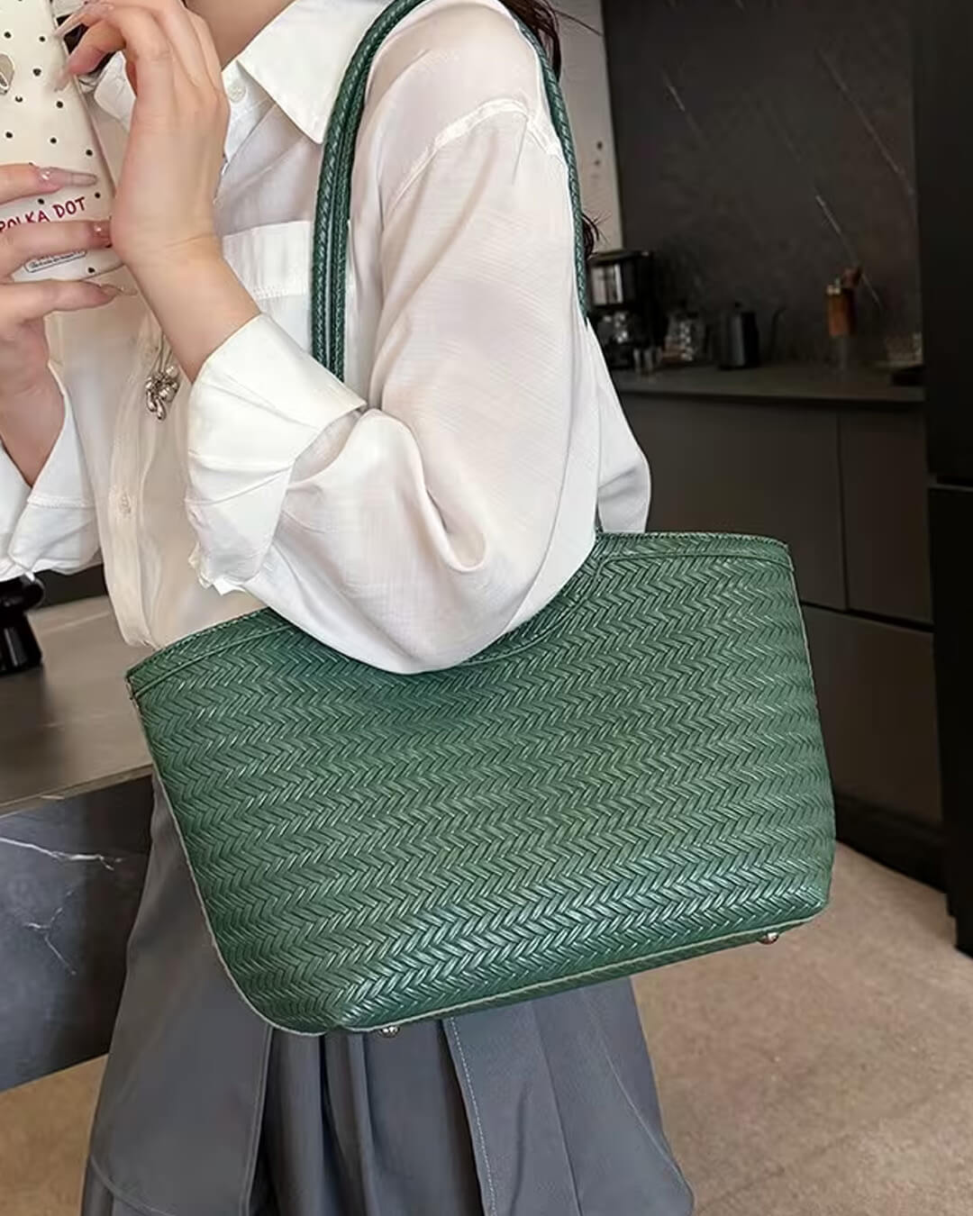 Rica Πλεκτή τσάντα από συνθετικό δέρμα