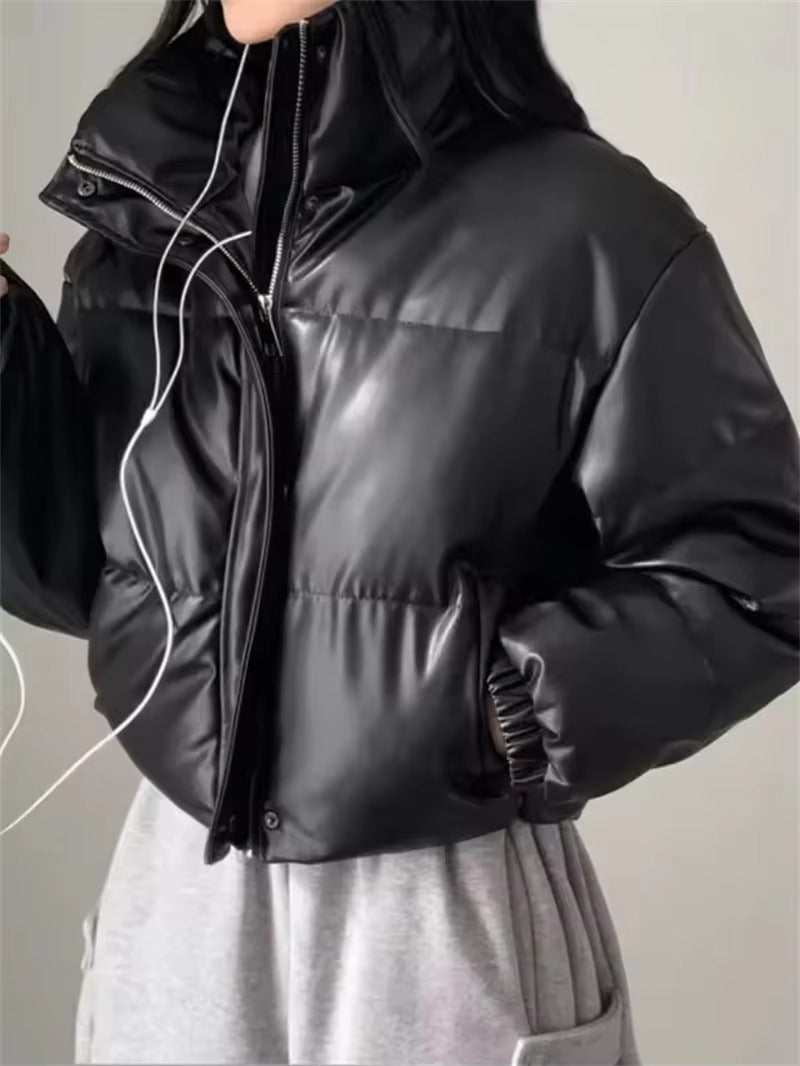 Μπουφάν puffer Samantha από συνθετικό δέρμα