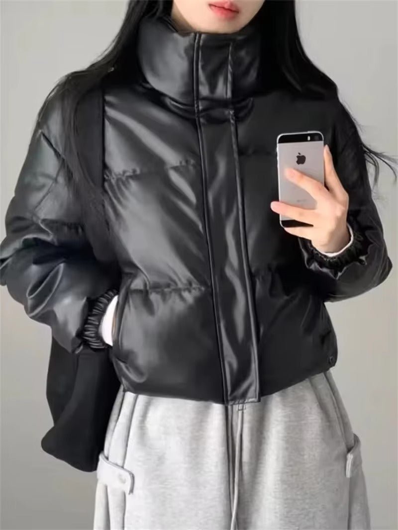 Μπουφάν puffer Samantha από συνθετικό δέρμα