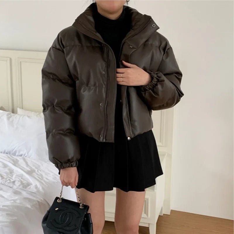 Μπουφάν puffer Samantha από συνθετικό δέρμα