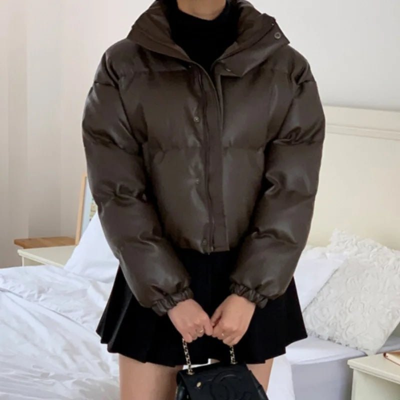 Μπουφάν puffer Samantha από συνθετικό δέρμα