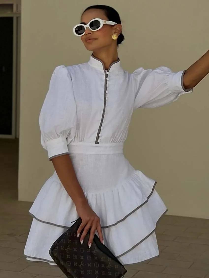 Sara Patchwork Turtleneck Mini Dress