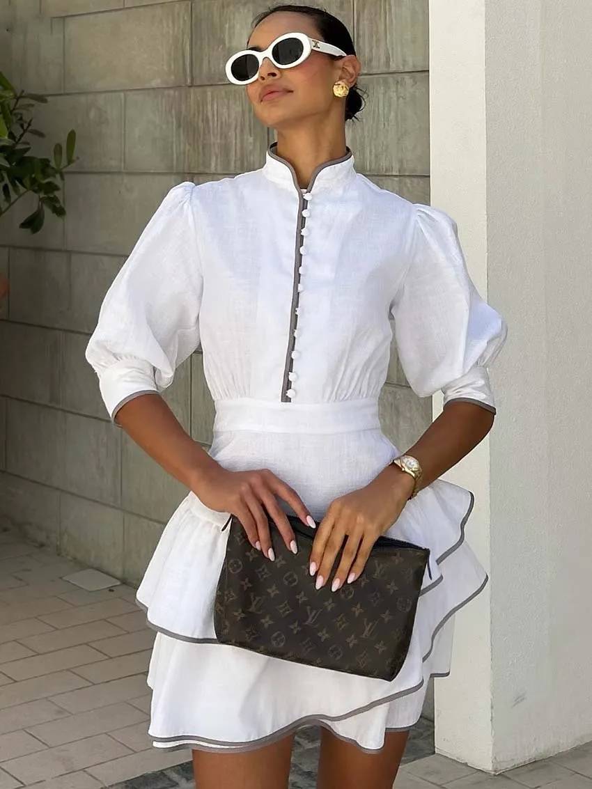 Sara Patchwork Turtleneck Mini Dress