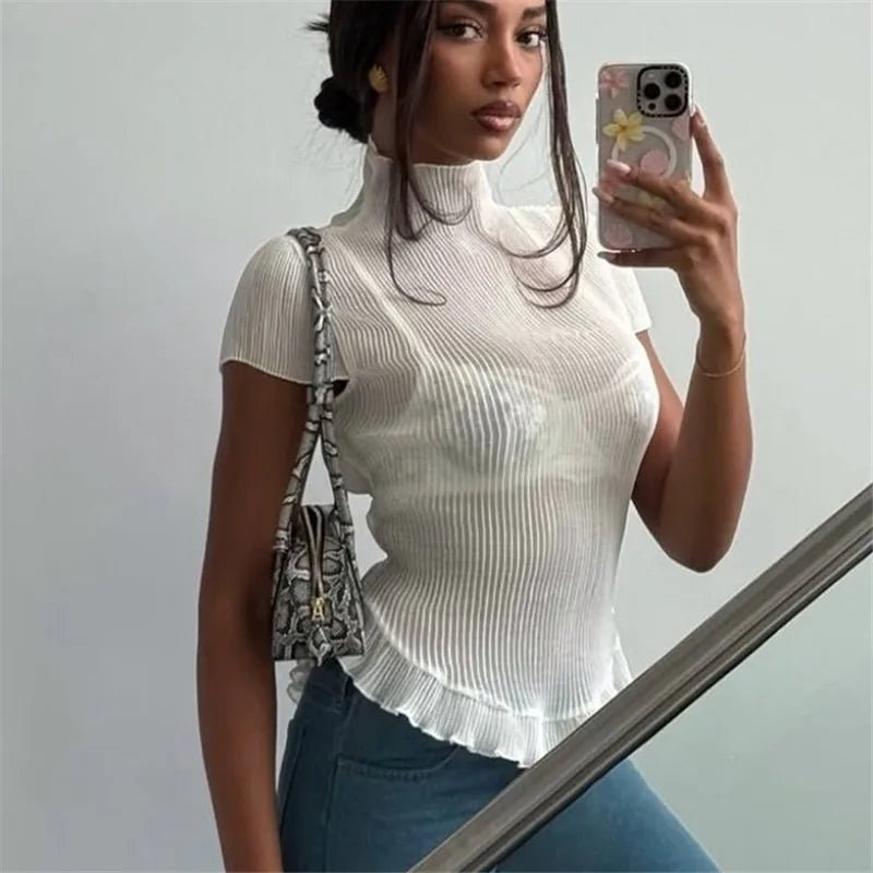 Sarah Ribbed Turtleneck Tee