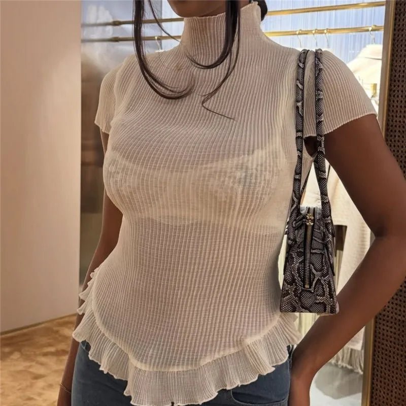 Sarah Ribbed Turtleneck Tee