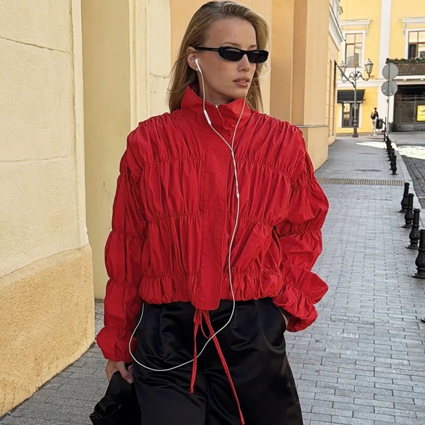 Τζάκετ Sarah με σούρες και φερμουάρ