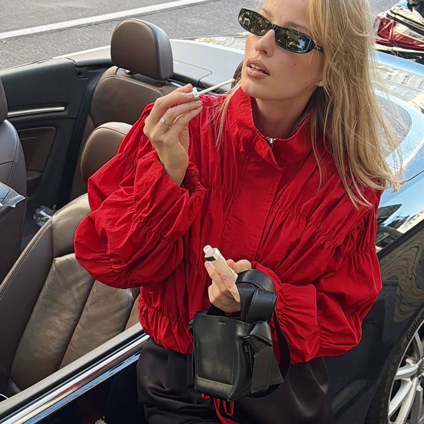 Τζάκετ Sarah με σούρες και φερμουάρ