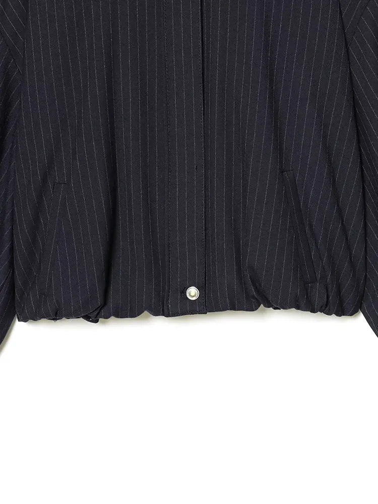 Saskia Striped Stand Collar Jacket
