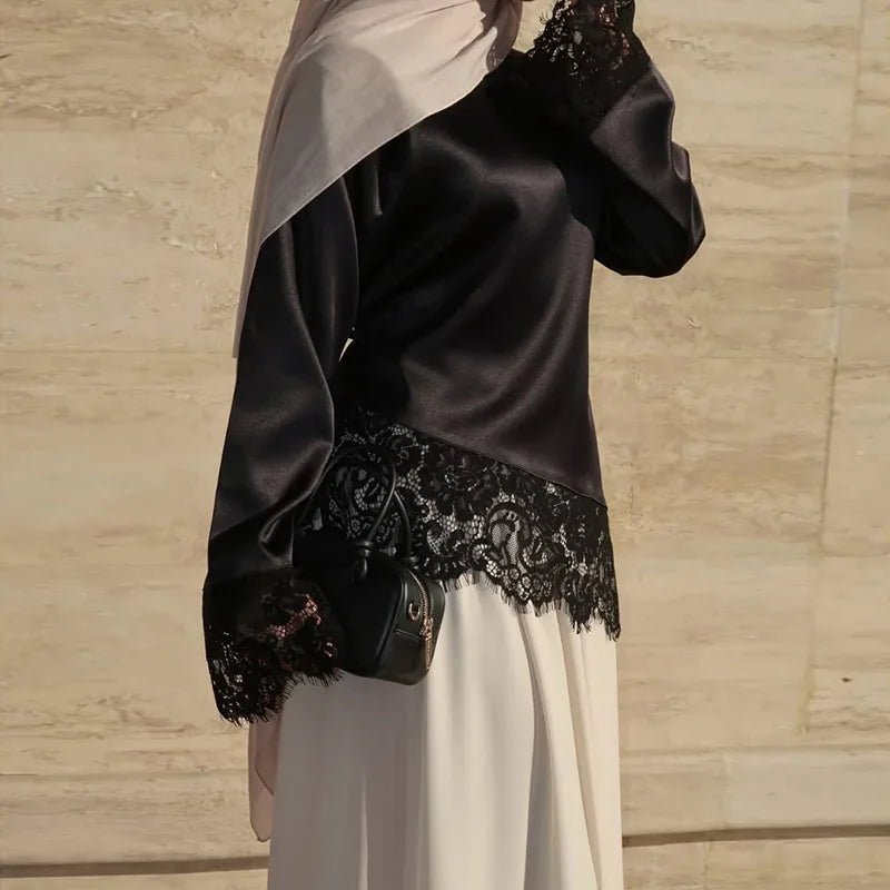 Serena Lace Satin Long Sleeve Top