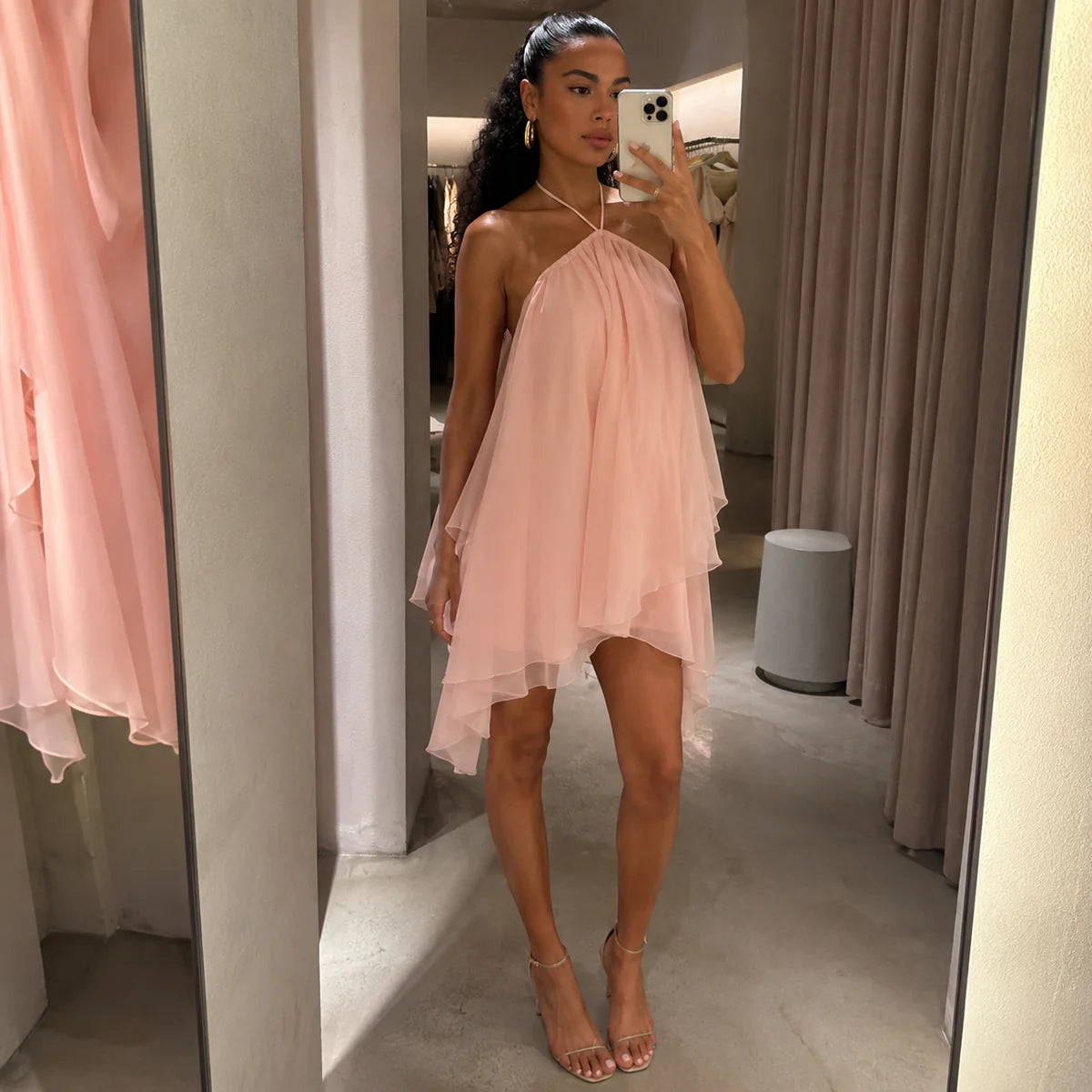 Sienna Backless Halter Mini Dress