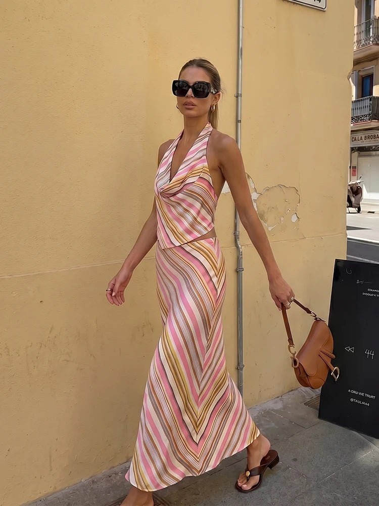 Μποέμ σετ Sienna δύο τεμαχίων από ριγέ σατέν