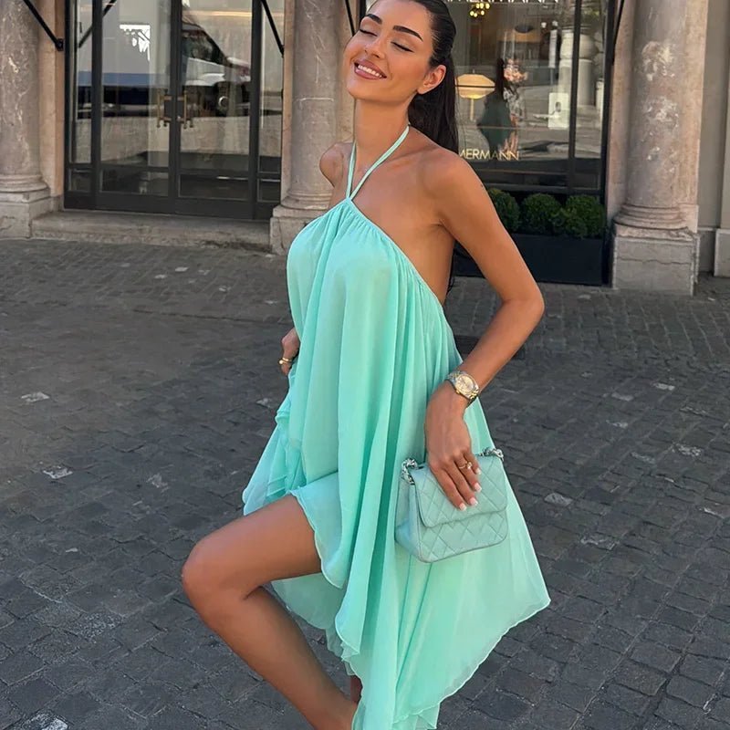 Αέρινο μίνι φόρεμα halter Sienna