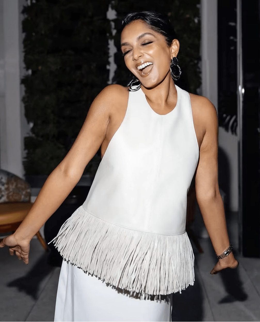 Sierra Faux Leather Fringe Halter Top