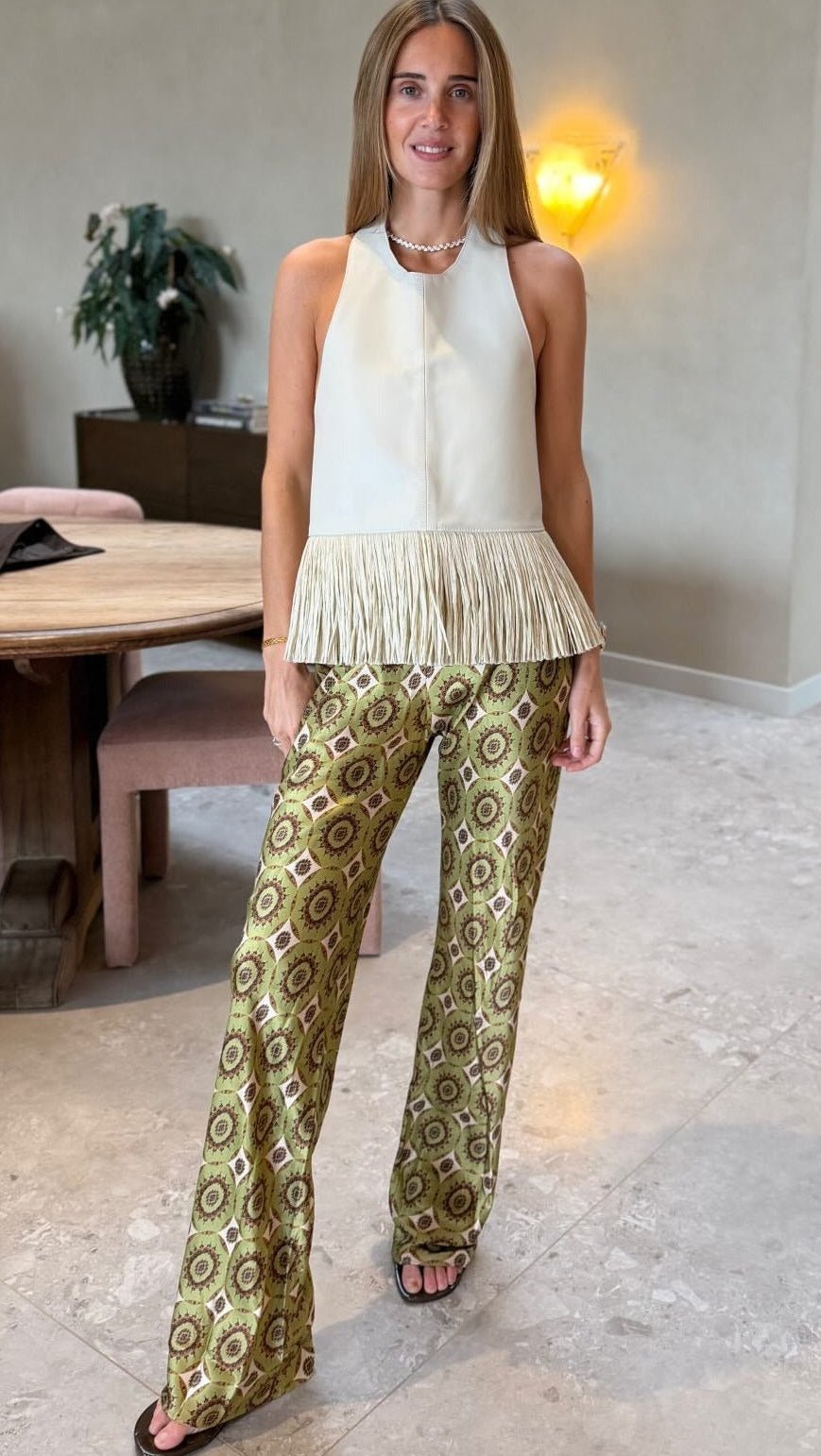 Sierra Faux Leather Fringe Halter Top