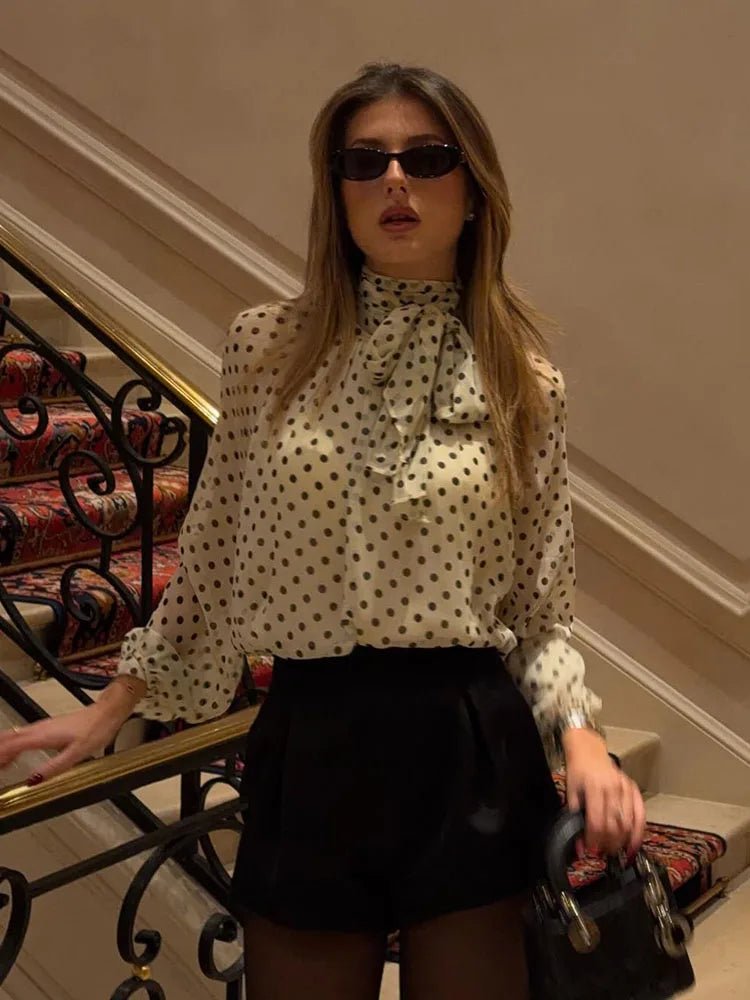 Sofia High Collar Polka Dot Blouse