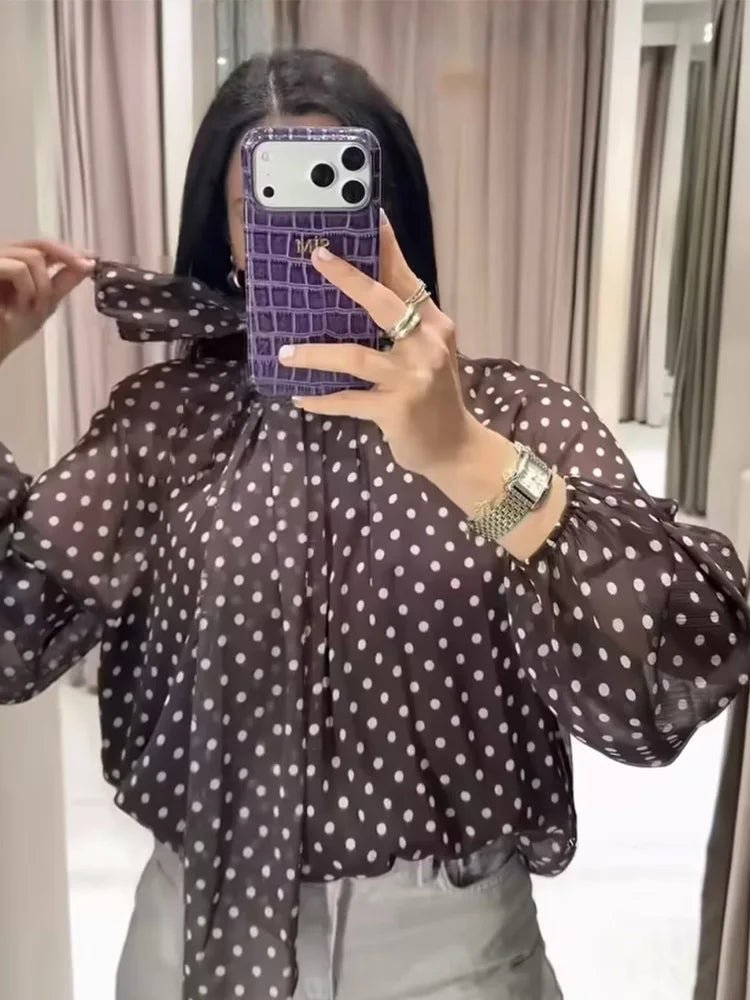 Sofia High Collar Polka Dot Blouse