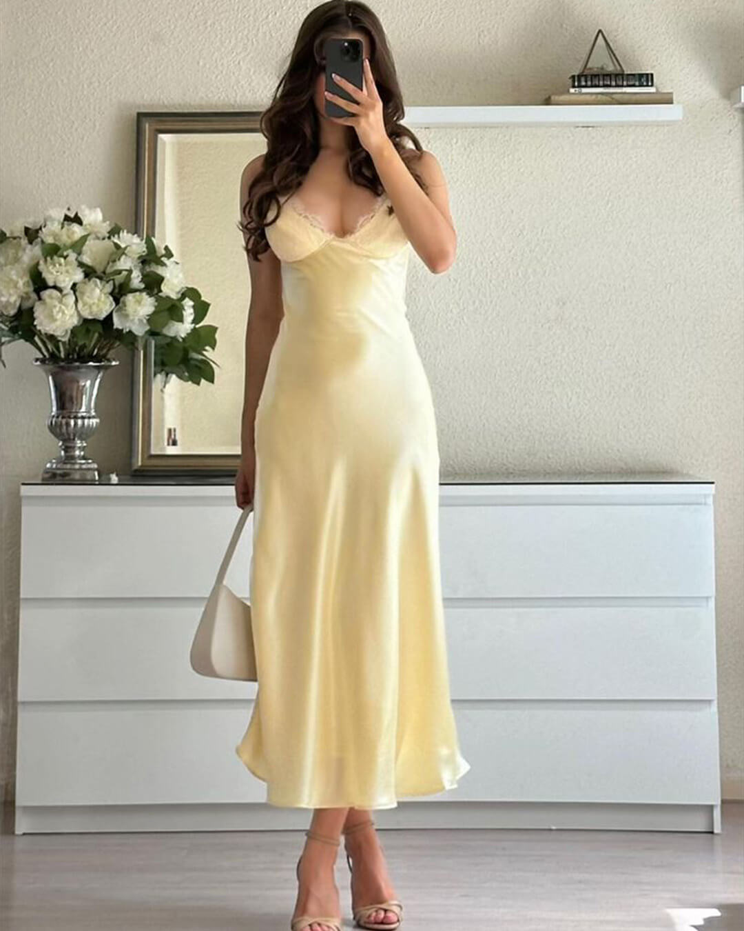 Sophia Backless Satin Midi Dress
