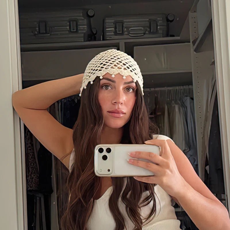 Πλεκτός σκούφος με διάτρητο σχέδιο Sophia